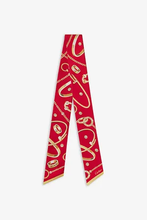 Cartier Womens Precious Mundanity Graphic-Print Bandeau Silk Scarf 105cm x 6cm