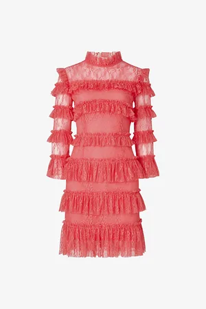 By Malina Womens Carmine Ruffle-Trim Woven Mini Dress