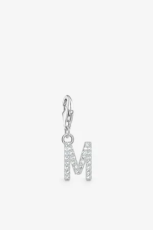 Thomas Sabo Womens Letter M Sterling-Silver and Cubic Zirconia Pendant Charm
