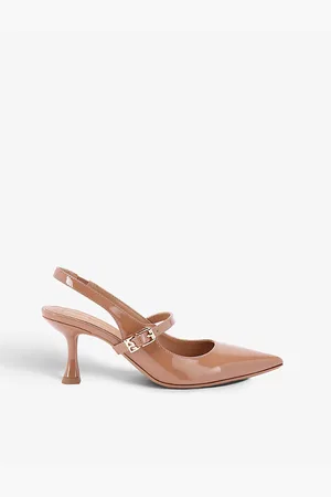 Kurt Geiger Womens Alina Logo-Badge Patent Faux-Leather Heeled Courts