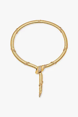 Bvlgari Serpenti Tubogas 18ct Yellow-Gold, 3.08ct Brilliant-Cut Diamond and Onyx Necklace