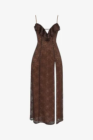 House Of Cb Womens Lucianna Lace-Embroidered Slim-Fit Woven Maxi Dress