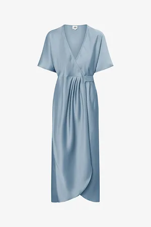 Twist & tango Womens Shana Wrap-Tie Satin Midi Dress