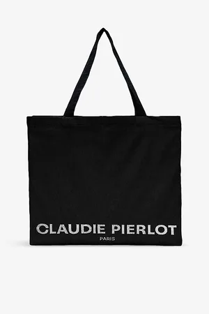 Claudie Pierlot Womens Logo-Print Oversized Recycled Cotton-Blend Tote Bag