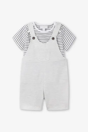 The Little White Company Stripe-Print Short-Sleeve Organic-Cotton Dungaree Set 18 Months-6 Years