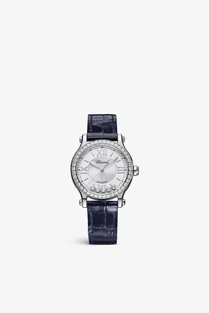 Chopard 278608-3003 Happy Sport Alligator-Embossed Leather, Stainless-Steel and 1.49ct Diamond Self-Winding Mechanical Watch