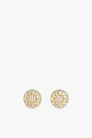 APM Monaco Womens Soleil 18ct -Plated Metal Alloy and Zirconia Stud Earrings