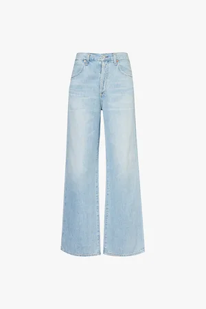 Citizens of Humanity Womens Annina Faded-Wash Wide-Leg Mid-Rise Denim Jeans