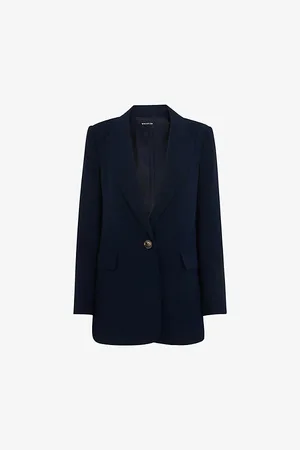 Whistles Womens Single-Breasted Peak-Lapel Polyester Blend Blazer