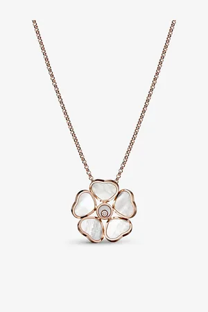 Chopard Happy Hearts Flower 18ct Rose-Gold, 0.05ct Diamond and Mother-Of-Pearl Necklace