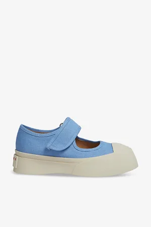 Marni Womens Branded Contrast-Sole Cotton Low-Top Trainers