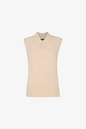 Whistles Womens V-Neck Relaxed-Fit Wool Tank
