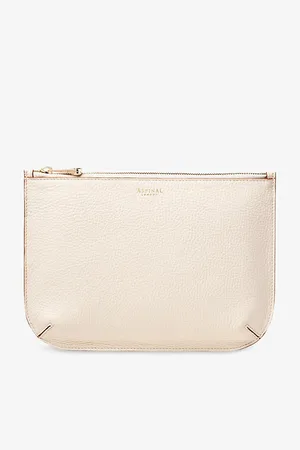 ASPINAL OF LONDON Womens Ella Logo-Print Large Grained-Leather Pouch