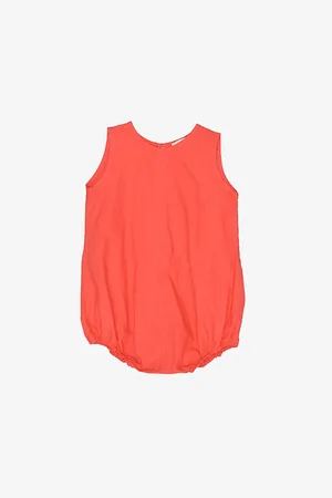Caramel Pilea Round-Neck Balloon-Fit Cotton-Poplin Romper 1-18 Months