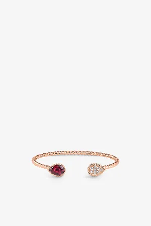 Boucheron Serpent Bohème 18ct Pink-Gold, 0.32ct Brilliant-Cut Diamond and 2.56ct Rhodolite Bangle Bracelet