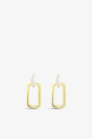 CARAT* London Womens Tori Yellow- Vermeil-Plated Sterling-Silver and Cubic Zirconia Hoop Earrings