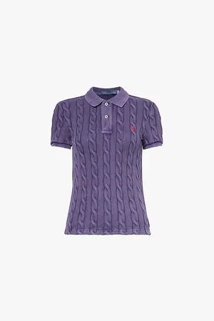 Ralph Lauren Womens Embroidered Branding Polo Collar Cotton Polo Shirt