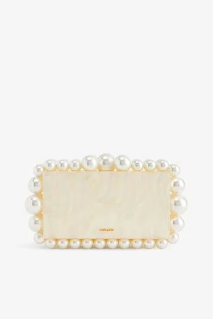 Cult Gaia Womens Eos Faux-Pearl and Acrylic Clutch Bag