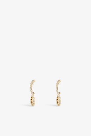Mateo Wave 14ct Yellow-Gold and 0.30ct Diamond Hoop Earrings