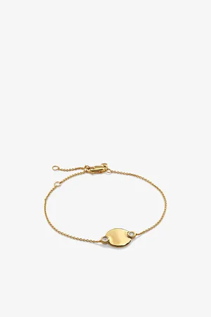 Monica Vinader Womens Round Charm 18ct -Plated Vermeil Sterling-Silver and 0.03ct Lab-Grown Diamond Bracelet