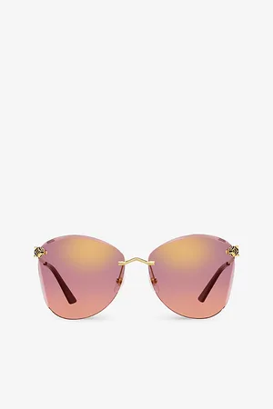 Cartier Womens ct0398S-003 Panthère De Round-Frame Metal Sunglasses