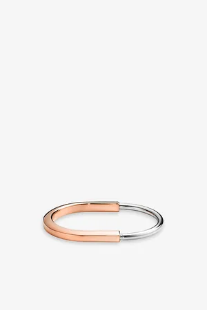 Tiffany & Co. Mens Lock 18ct Rose and White-Gold Bangle Bracelet