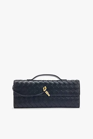Bottega Veneta Womens Andiamo Long Intrecciato-Weave Leather Clutch