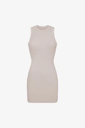SKIMS Womens Ribbed Sleeveless Stretch-Cotton Mini Dress