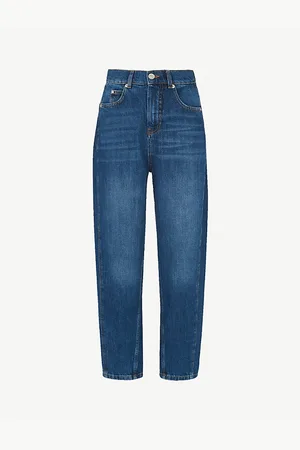 Whistles Womens Barrel Straight-Leg High-Waist Jeans