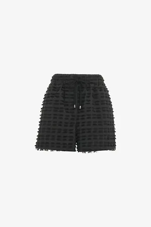 Whistles Womens Fringed Elasticated-Waist High-Rise Cotton-Blend Shorts