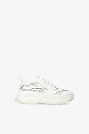 Steve Madden Possession R Embellished Faux-Leather and Mesh Trainers 7-9 Years