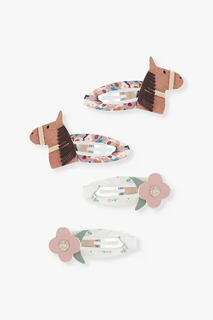 MIMI & LULA Horse and Flower Set Of Four Fabric Hair Clips