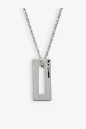 Le Gramme Mens 1.5g Polished and Brushed Sterling- Rectangle Necklace