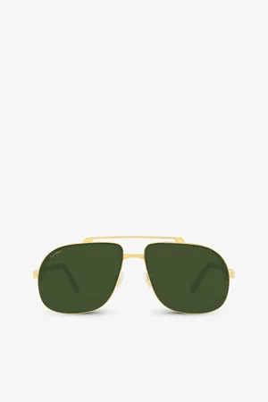 Cartier Womens 6L001601 ct0353S Pilot-Frame Metal Sunglasses