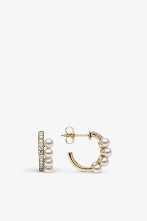 Yoko London Eclipse 18ct Yellow-Gold, 0.312ct Brilliant-Cut Diamond and Akoya Pearl Earrings