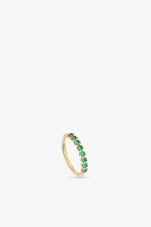 ASTLEY CLARKE Womens Deco 18ct Gold-Plated Vermeil Sterling Silver and Green Agate Ring