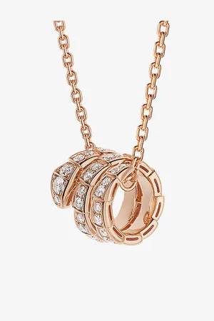 Bvlgari Serpenti Viper 18ct Rose-Gold and 0.63ct Round-Cut Diamond Pendant Necklace