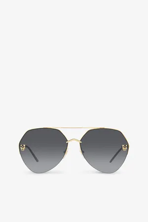 Cartier Womens 6L001602 ct0355S Round-Frame Metal Sunglasses