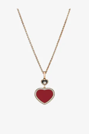 Chopard Happy Hearts 18ct Rose-Gold and 0.24ct Diamond Pendant Necklace