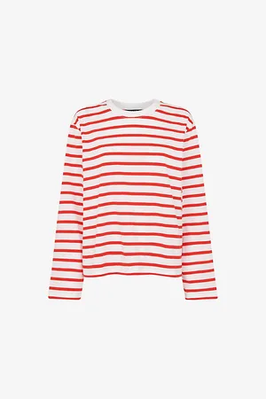Whistles Womens Striped Long-Sleeve Cotton Top
