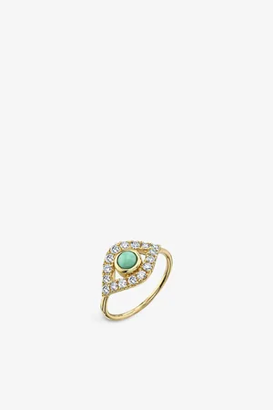 Sydney Evan Evil Eye 14ct Yellow-Gold and 0.48ct Diamond Ring