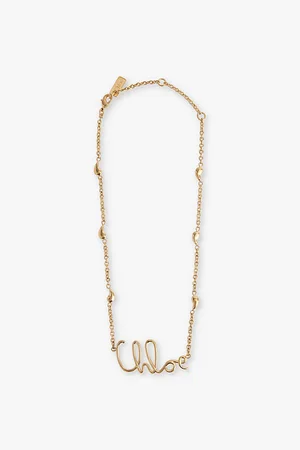 Chloé Womens Chloé Script Brass Necklace