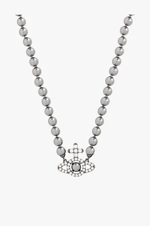 Vivienne Westwood Olympia Ruthenium-Plated Brass and Pearl Beaded Necklace