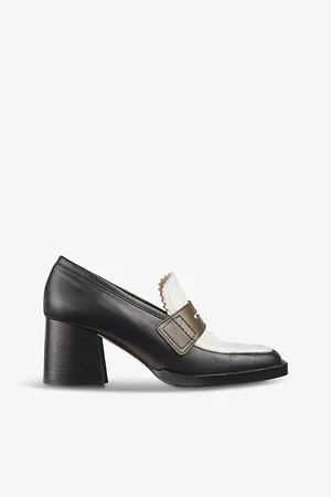LK Bennett Womens Joss Colour-Block Heeled Leather Loafers