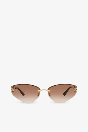 Cartier Womens 6L001691 ct0431S Cat Eye-Frame Metal Sunglasses