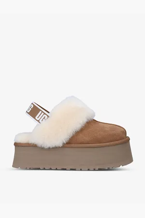 UGG Womens Funkette Suede and Sheepskin Platform Slippers