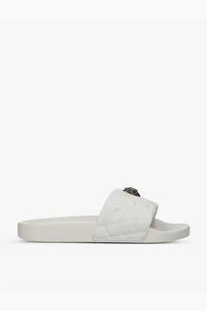 Kurt Geiger Womens Meena Eagle Embellished Quilted Rubber Sliders
