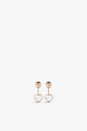 Chopard Happy Hearts 18ct Rose-Gold, 0.08ct Diamond and Mother-Of-Pearl Earrings