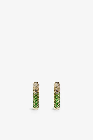 Roxanne First Ombré Oval 14ct Yellow-Gold 0.10ct Pavé Diamond and 0.38ct Sapphire Hoop Earrings