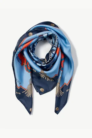 ASPINAL OF LONDON Womens Signature Shield Graphic-Print Silk Scarf